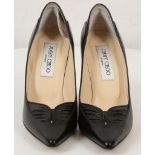 JIMMY CHOO HEELED COURTS, black leather, 10cm high heels, size 36 (UK 3)