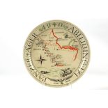 Danzer Jager 1940 map plate, produced by Tiefenfurt Echt Tuppack, 29.5cm diameter.