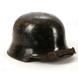 German 3rd Reich M34 Feurschutzpolizei helmet (fire and police), riveted to top, single decal for