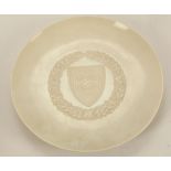 Allach 3rd Reich German porcelain plate, applied oak leaf laurel with shield bearing 'Iron Cross'