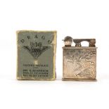A French Commando / Parachute decorated lighter, motif to front and cascading parachutes to the