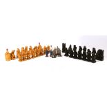 Stalin v Hilter (Russia v Germany) wooden chess set, Russian studies of Marshall Vasilevsky and