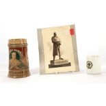 German tankard with Graf Zeppelin portrait, 15.5cm high, an Imperial German mug with Iron Cross