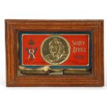 A box framed Queen Victoria tin commemorating the 2nd Boer War in South Africa in 1900, with a