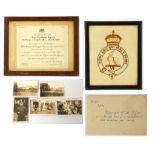A Winston Churchill print signed despatch. A framed despatch awarded to Cpl. (A/L/Sgt) F.