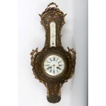 WITHDRAWN! 19th Century French peint en tole cartel wall clock with gilt metal mounts (A/F), 75cm.