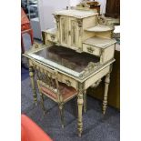 A French white painted ladies writing desk, together with matching chair.