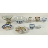 A collection of 9 Chinese 18th and 19th Century porcelain items to include a pair of blue and