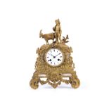 A SMALL LOUIS PHILIPPE PERIOD GILT BRONZE MANTEL CLOCK BY POTONIE A PARIS the case set with white