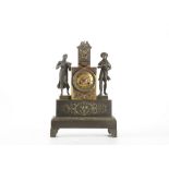 AN EARLY 19TH CENTURY FRENCH GILT AND PATINATED BRONZE FIGURAL MANTEL CLOCK BY ALEXANDRE ROUSSEL,