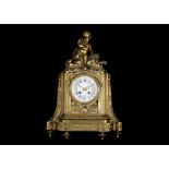 A MID 19TH CENTURY FRENCH GILT BRONZE MANTEL CLOCK BY JULIEN LE ROY A PARIS the case modelled as a