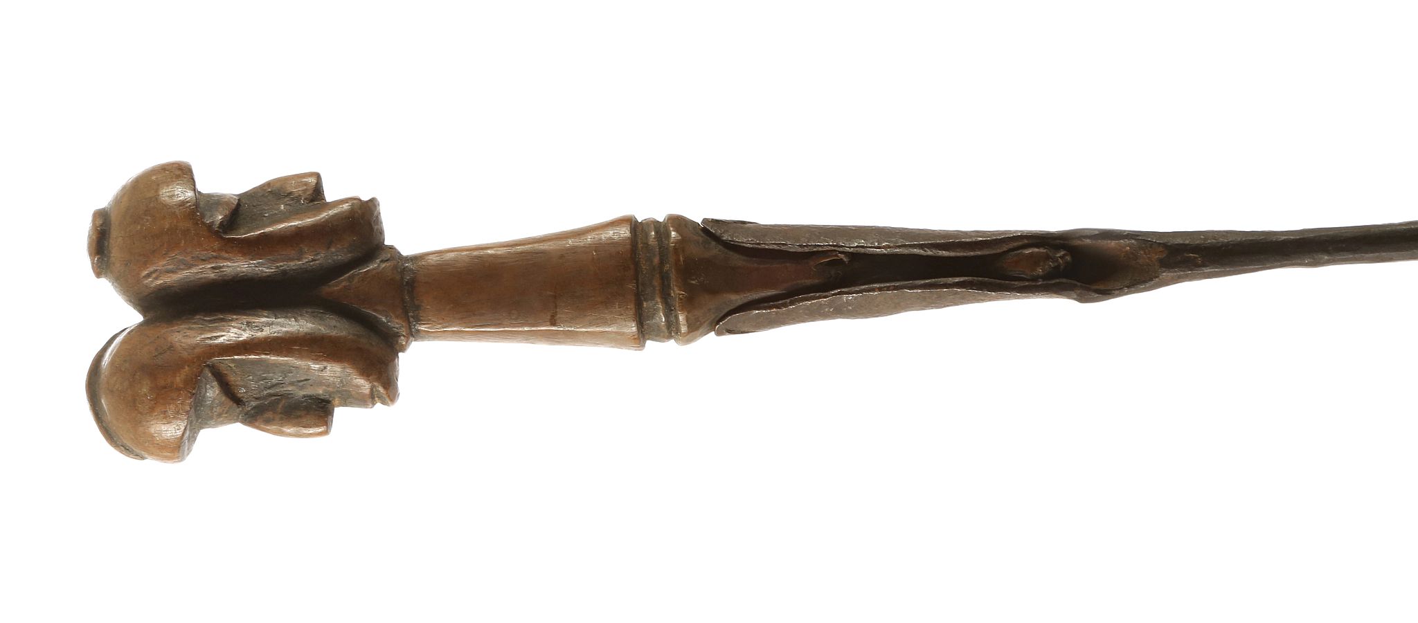 AN IGKIRRA STAFF, KABBA PROVINCE, NIGERIA With a carved wood Janus double head finial, one with a - Image 2 of 2