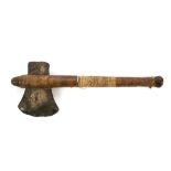 AN ETHNOGRAPHIC FLINT HAFTED AXE, POSSIBLY PARAGUAY OR AMAZONIAN The flint axe with flaring blade,