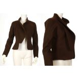 JASPER CONRAN BROWN CASHMERE JACKET, sample for a private client, short and fitted, size UK 10, this