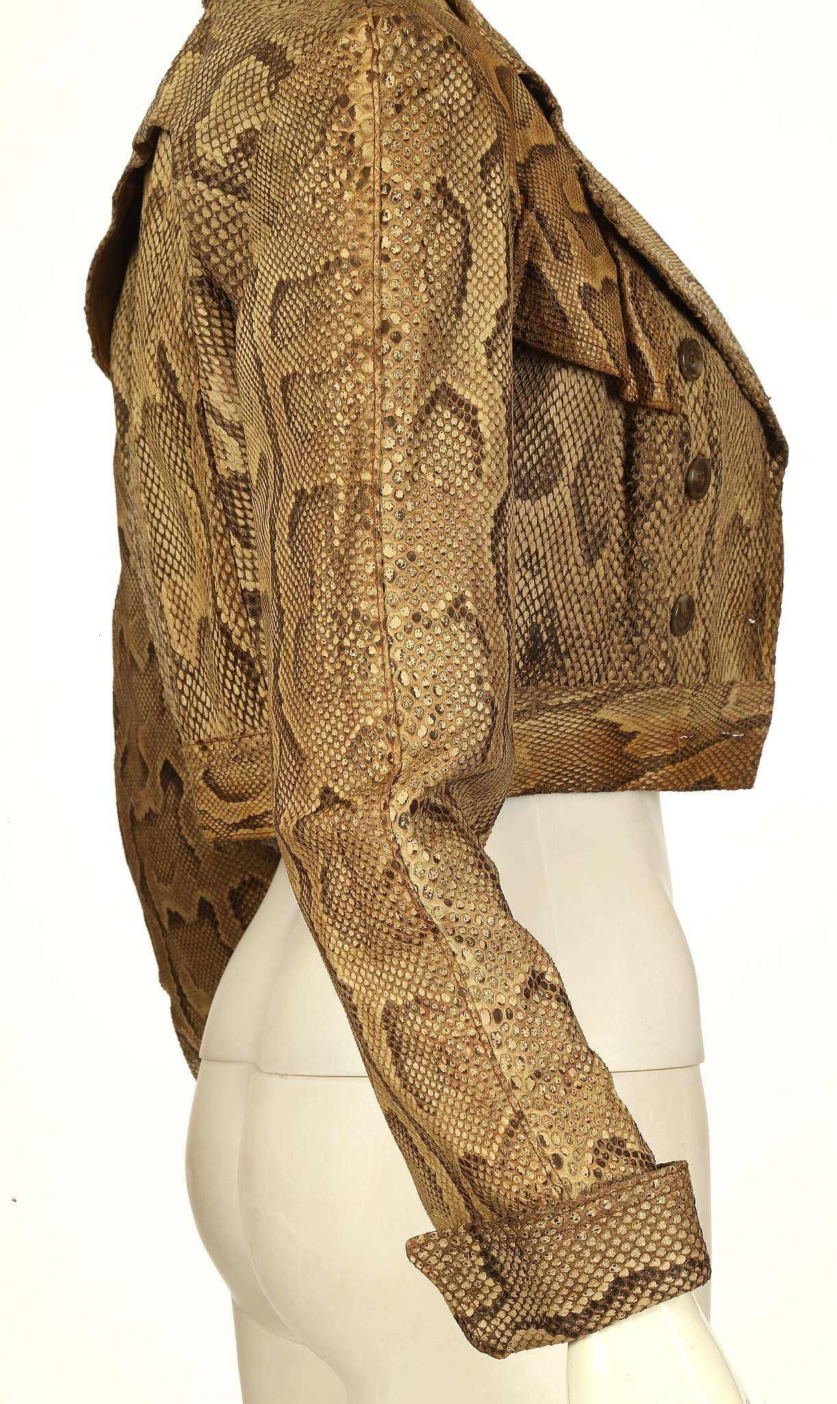 OSSIE CLARK PYTHON SKIN JACKET, late 1960s, waist length and double breasted with full lapels and - Image 7 of 8