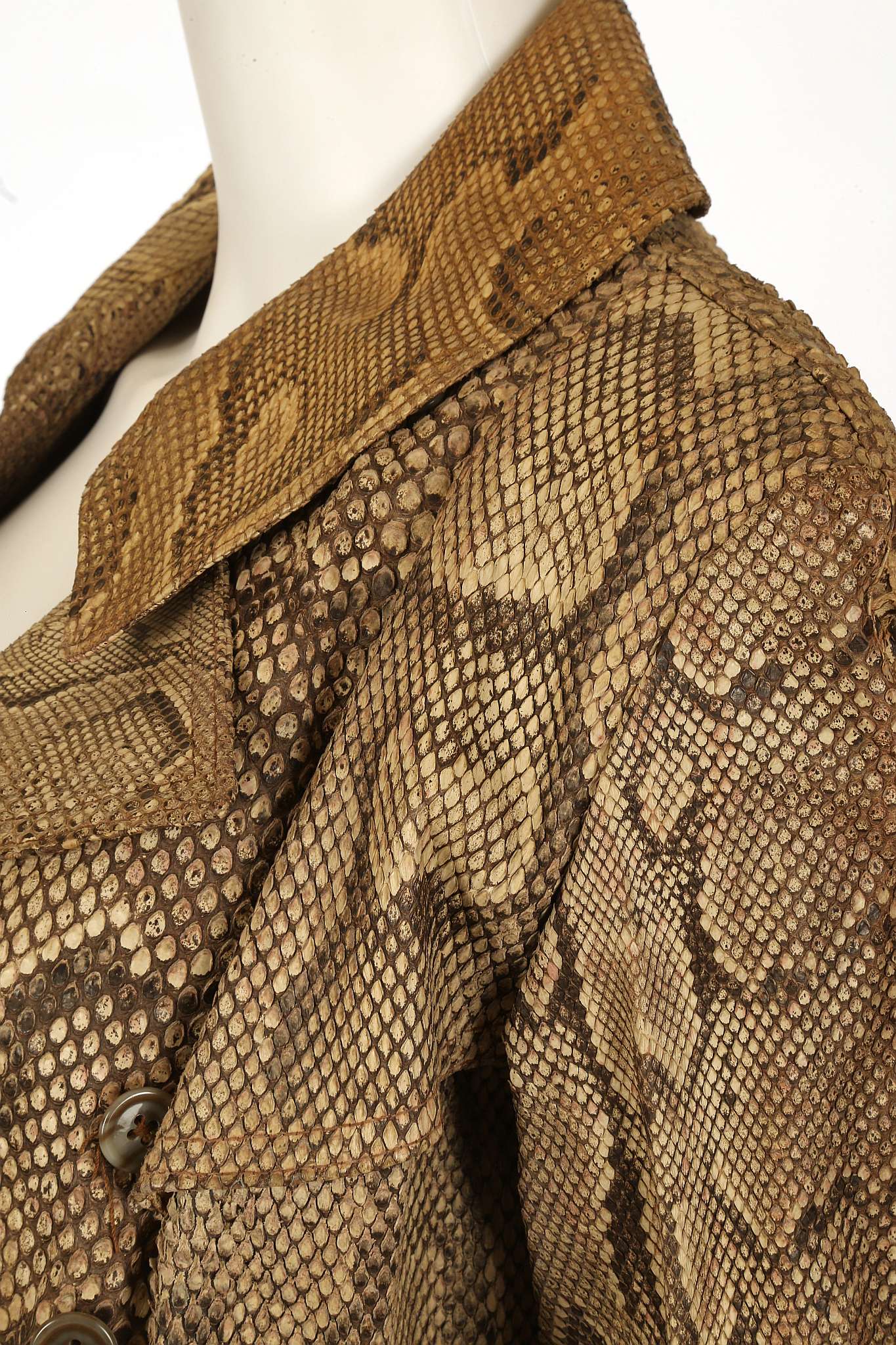 OSSIE CLARK PYTHON SKIN JACKET, late 1960s, waist length and double breasted with full lapels and - Image 3 of 8