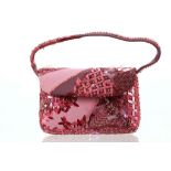 LORIS AZZARO COUTURE EVENING BAG, pink with sequin design, silk lined, 22cm wide, 16cm high, with