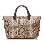 CHLOE PYTHON BAYLEE HANDBAG, python to one side and chocolate brown leather to the other, rolled