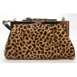 CARTIER MINI PANTHER LEOPARD PRINT HANDBAG, pony skin with silver tone clasp, detachable chain