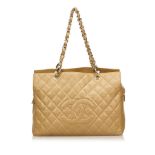 CHANEL TAN CAVIAR GRAND SHOPPING TOTE, date code for 2003-04, gilt tone hardware, with dust bag