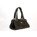 CELINE BLACK LEATHER FRAME BAG, gilt metal oversized buckle detail, 28cm wide, 16cm high, with