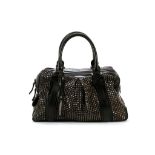 BURBERRY PRORSUM COLLECTION KNIGHT BAG, black studded leather with two zipped compartments, gunmetal