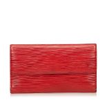 LOUIS VUITTON RED EPI LEATHER PORTE TRESOR INTERNATIONAL WALLET, date code for 1993, 19cm wide, 10cm