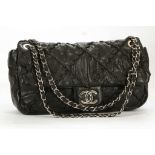 CHANEL ULTRA STITCH FLAP HANDBAG, date code for 2009/10, black distressed lambskin with stitched