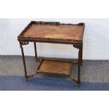 A late 19th / early 20th Century Chinese rectangular hardwood Provincial side table, with openwork