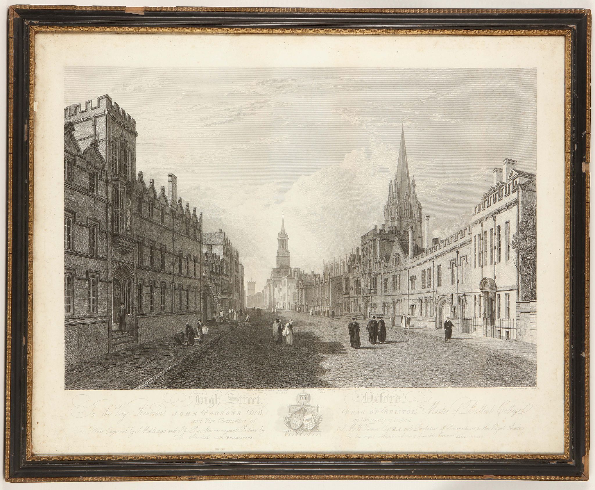 After J.M.W. Turner R.A. 'High Street Oxford'. Topographical engraving, published March 1812.