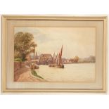 Gordon A. Meadows, early 20th Century British School, 'Brewery Barges at Mortlake on the Thames',