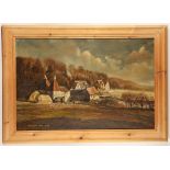 Sam Bridge 'Crockham Hill, Kent', a landscape oil on board, 49 x 74cm, framed, signed lower right.