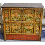 A Thai painted cabinet, decorated with flowers (imported into the UK over 30 years ago). 97x89x43cm