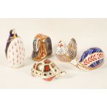 A collection of Royal Crown Derby figures of animals, each decorated in the Imari palette, including