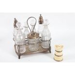 A very early 19th Century Georgian hallmarked silver, seven piece crystal cut glass cruet set,