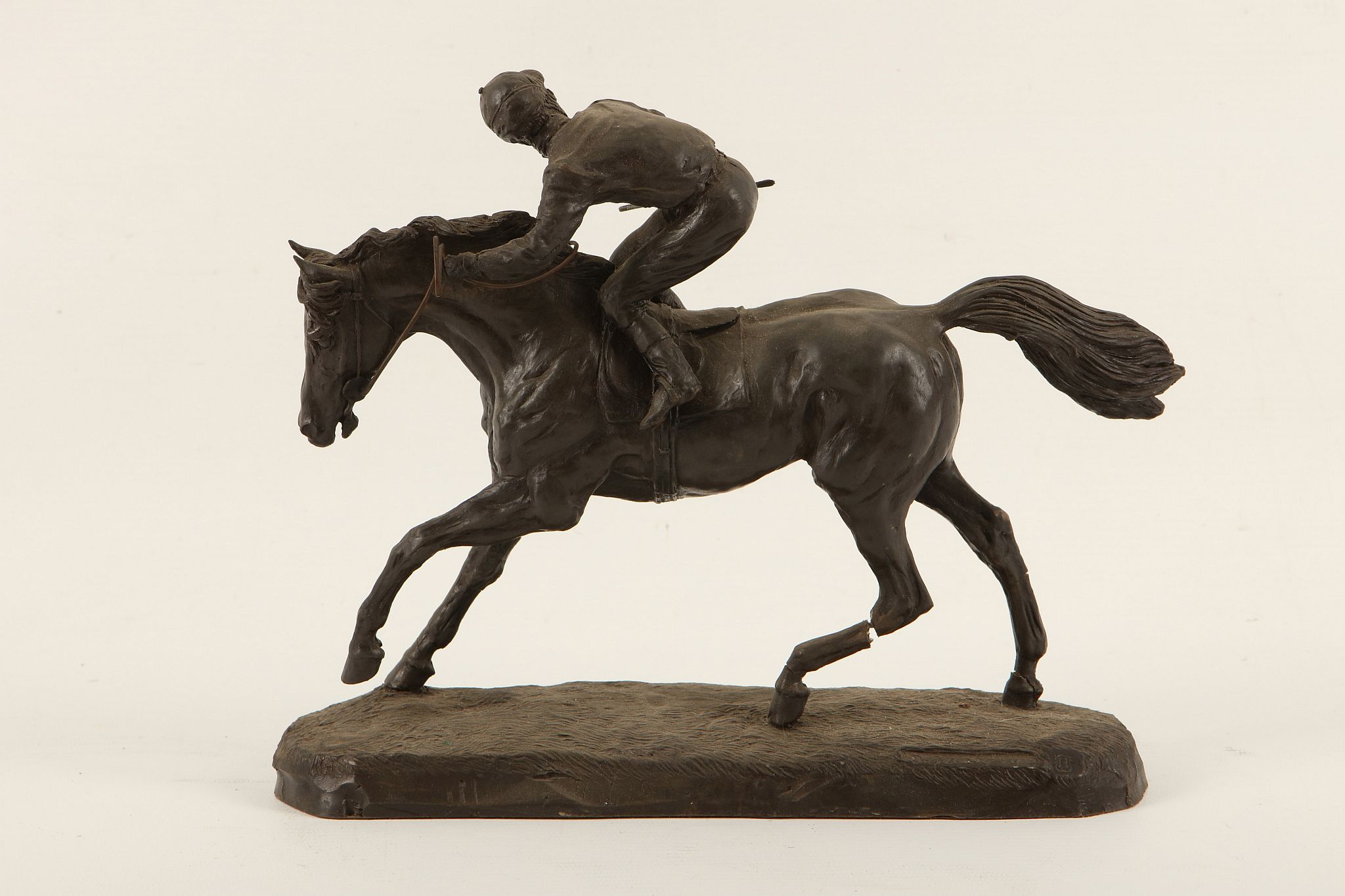 A Spelter figure of a jockey on horseback. - Image 2 of 2