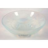 An Art Deco French frosted glass bowl, moulded with cherrys and leaf pattern in the manner of