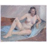 CIRCLE OF DUNCAN GRANT (BRITISH 1885-1978), 'RECLINING NUDE STUDY', mid 20th century, oil on