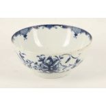 An 18th Century Worcester porcelain blue and white bowl, decorated with leaf and floral sprays,