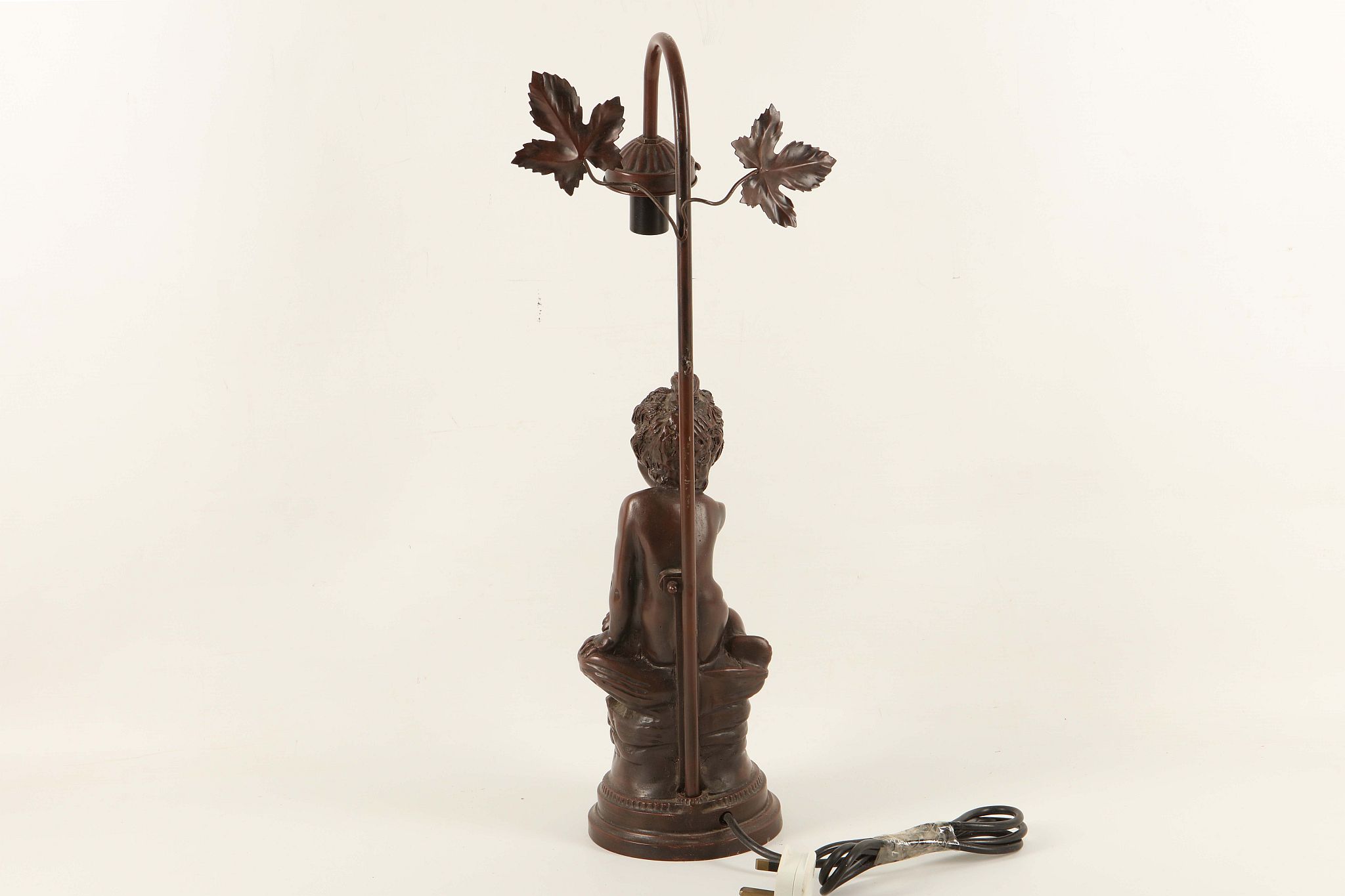 A French bronzed spelter figural table lamp, modelled as a young girl seated on a wall, 5.5cm - Image 2 of 2