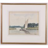 H.A. Mosely. 'Sailing - Norfolk Broads', watercolour, signed, together with a watercolour by J.K.