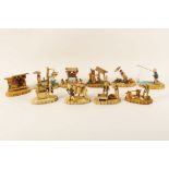 A collection of 10 vintage Japanese celluloid toy models depicting various leisure and