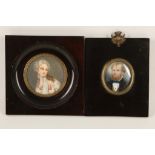 An interesting selection of portrait miniature watercolours, to include three views of Lincoln,