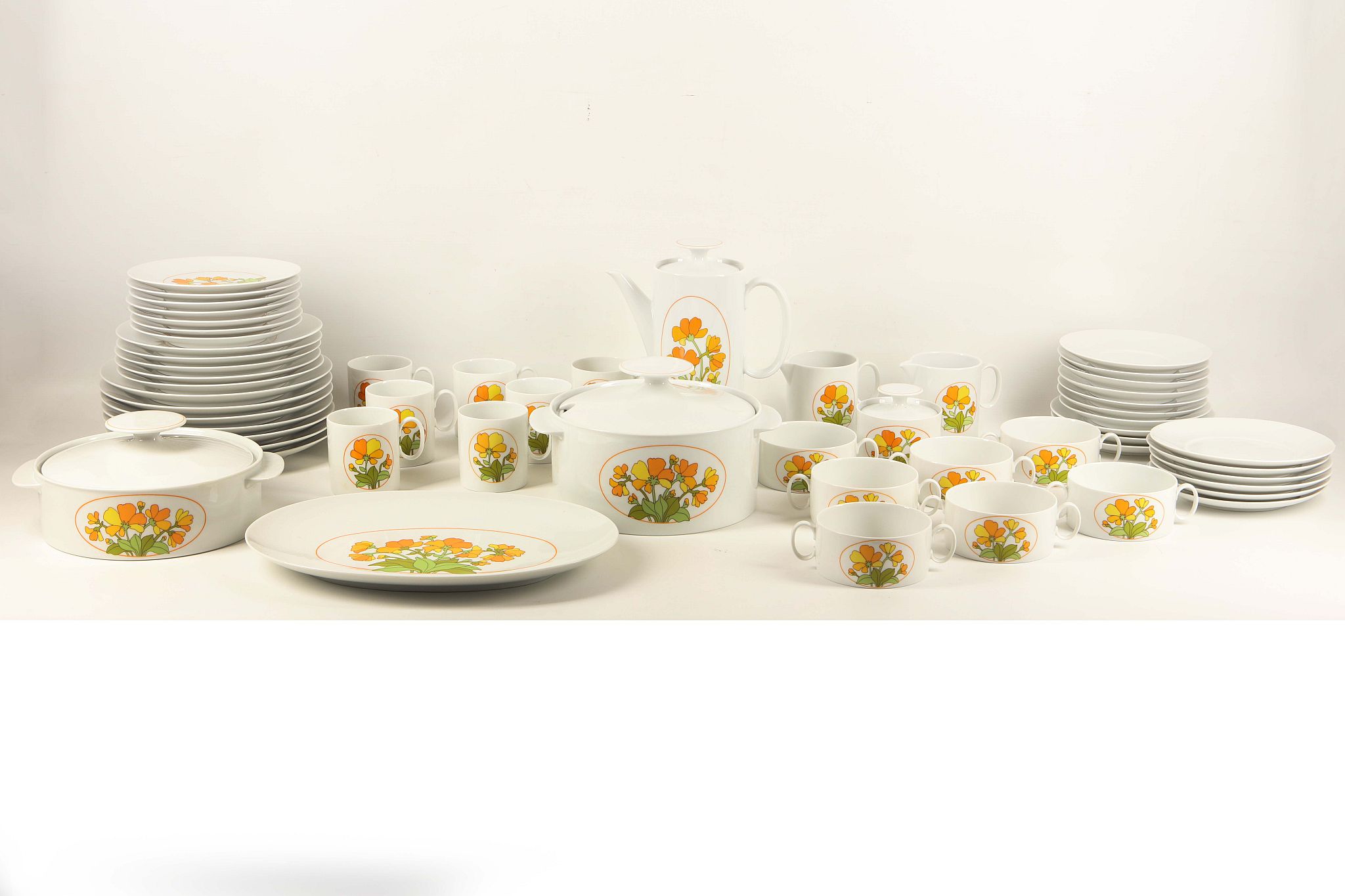 A set of Thomas, mid 1970's porcelain table ware to include dinner and tea ware with stylised