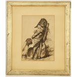 HORACE VERNET (FRENCH 1789-1863), 'A Soldier of the French Army', pen and ink study of a resting