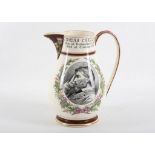 A Thomas Carlyle Wedgwood cream ware commemorative pitcher, retailed by John Mortlock, Oxford