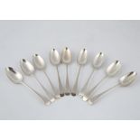 Set of 9 Antique George III Sterling Silver dessert spoons by Thomas & William Chawner, London 1769.