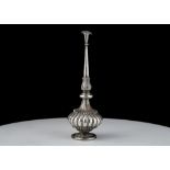 Antique Arabic Silver rose water sprinkler probably Persian The lobed, spherical body on a