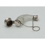 Antique Silver mounted cut glass combination vinaigrette and scent bottle probably French, c1850. Of