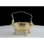 Antique George II Sterling Silver gilt bon bon basket by William Cripps, London 1751. The body